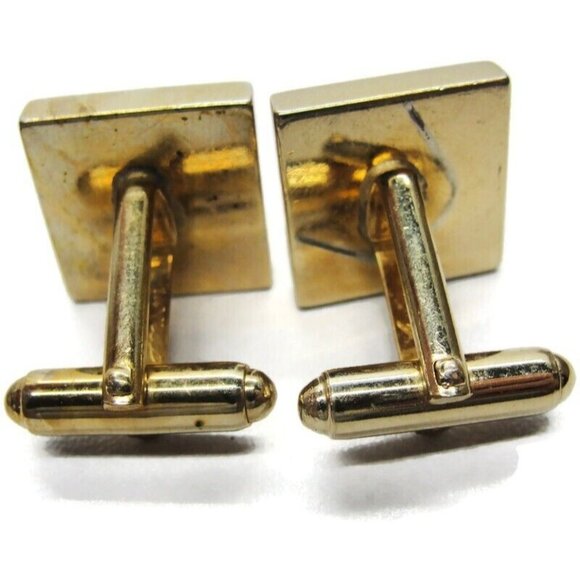 Anson Gold Tone Diamond Cut Sun Burst Edge Design Cufflinks Tux Vintage - Picture 6 of 6